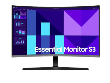 מסך קעור Samsung 32 S3 Essential Monitor FHD 100Hz 4Ms VA Black